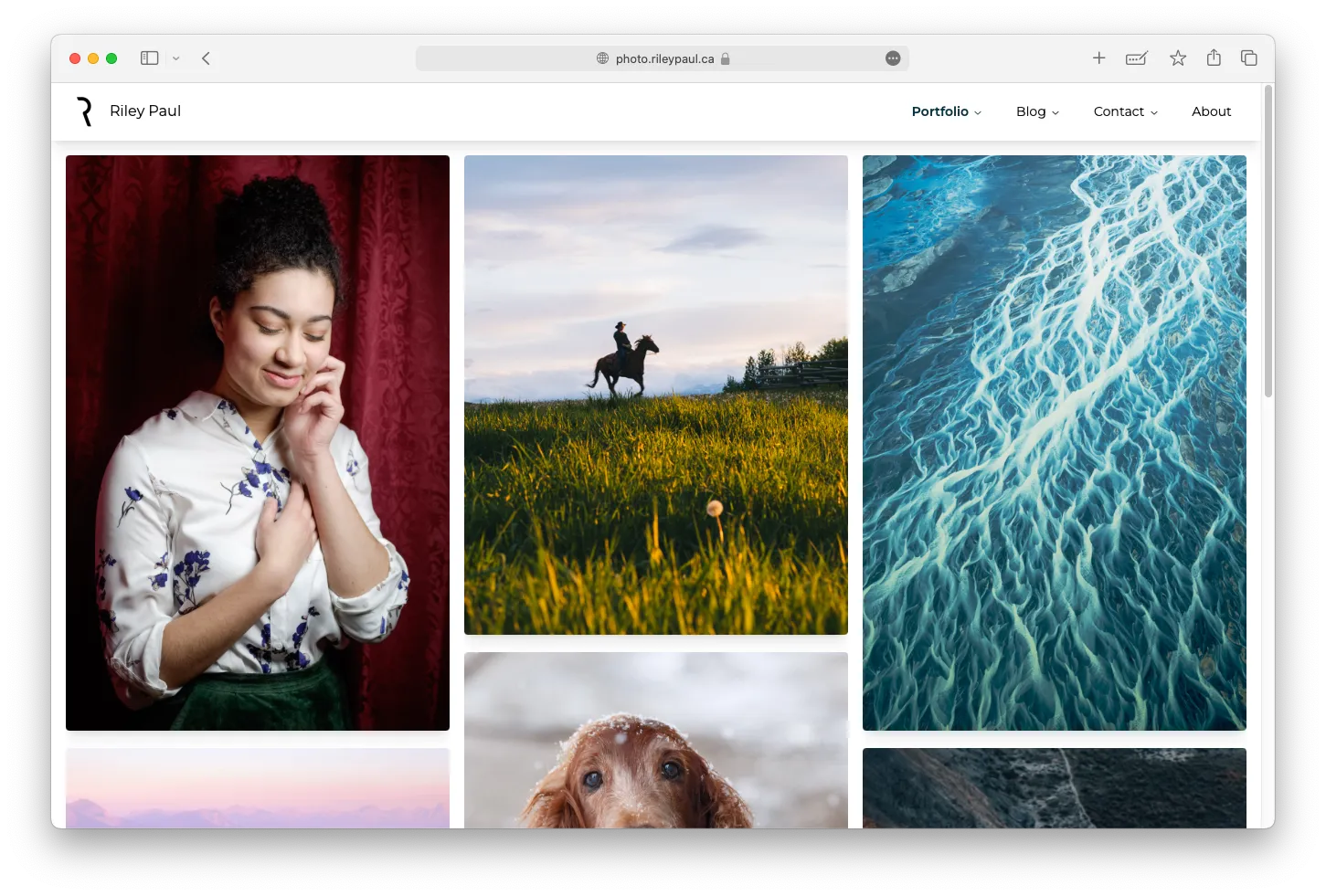 screenshot of photo website